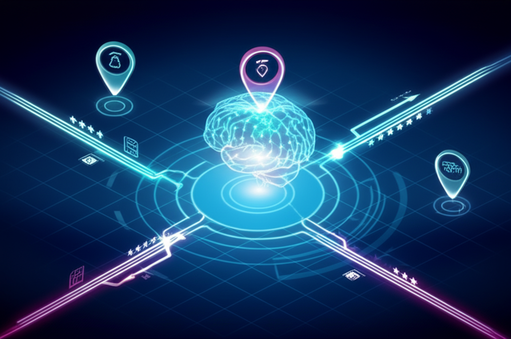 Gráfico explicando os três fatores de ranqueamento do Google Maps: Relevância, que é a correspondência com a busca; Distância, a proximidade do usuário; e Proeminência, a popularidade do negócio.