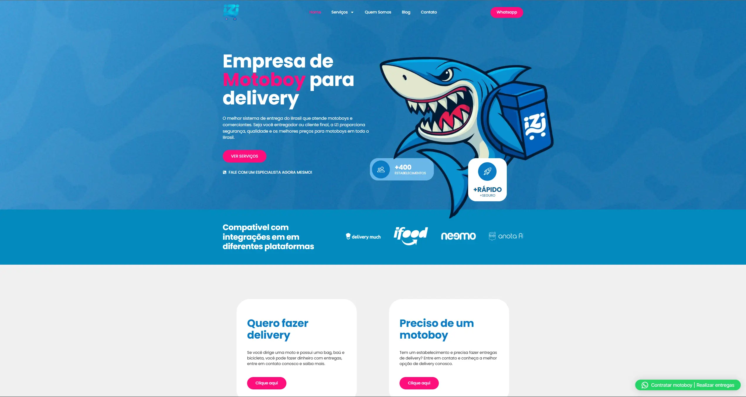 Criação de site para empresa de delivery