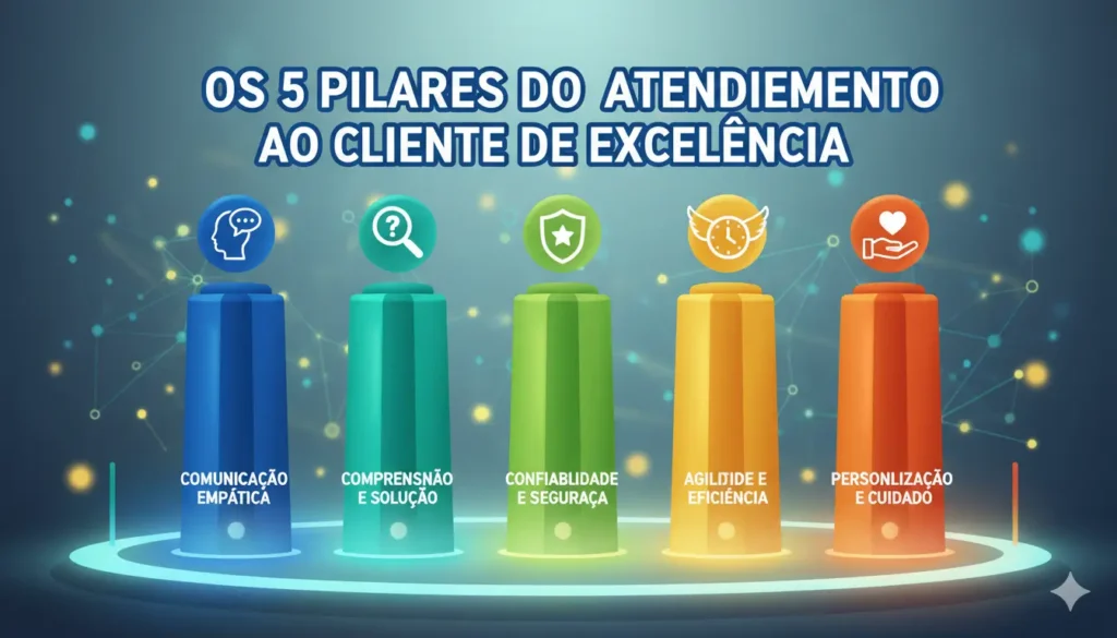 preciso de uma imagem ilustrativa para Os 5 Pilares do Atendimento ao Cliente de Excelência